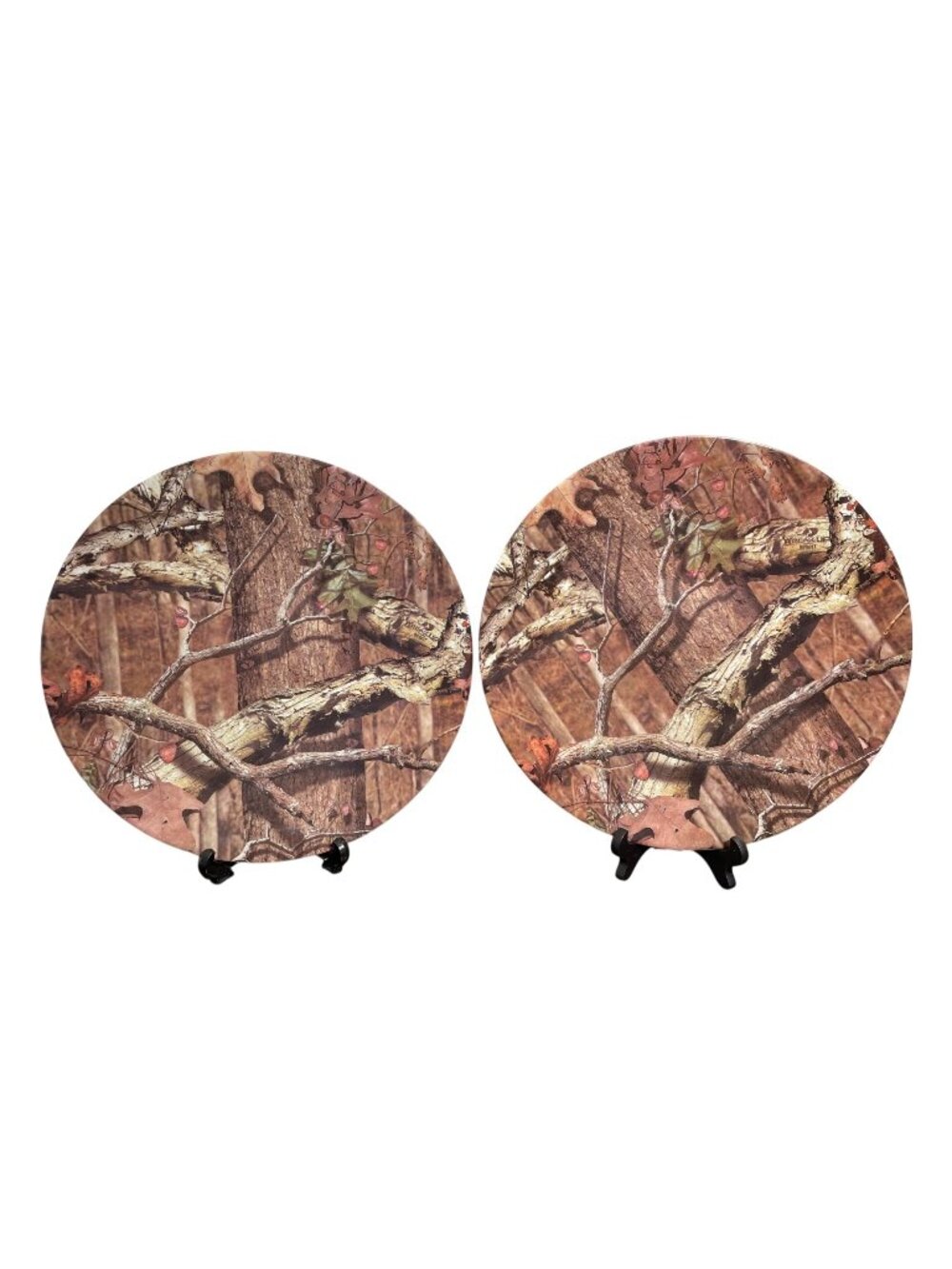 Set Of 2 Mossy Oak Camouflage Dinner Plates 11" - Microwave & Dishwasher Safe